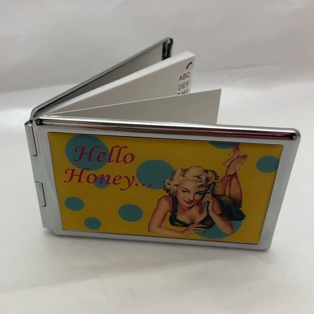 Retro Address/phone book in metal case, pinup gift,